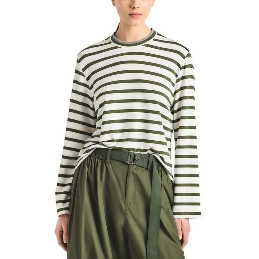 Derek Lam 10 Crosby Womens  Myrtha Striped French Terry Jersey Crewneck Top,